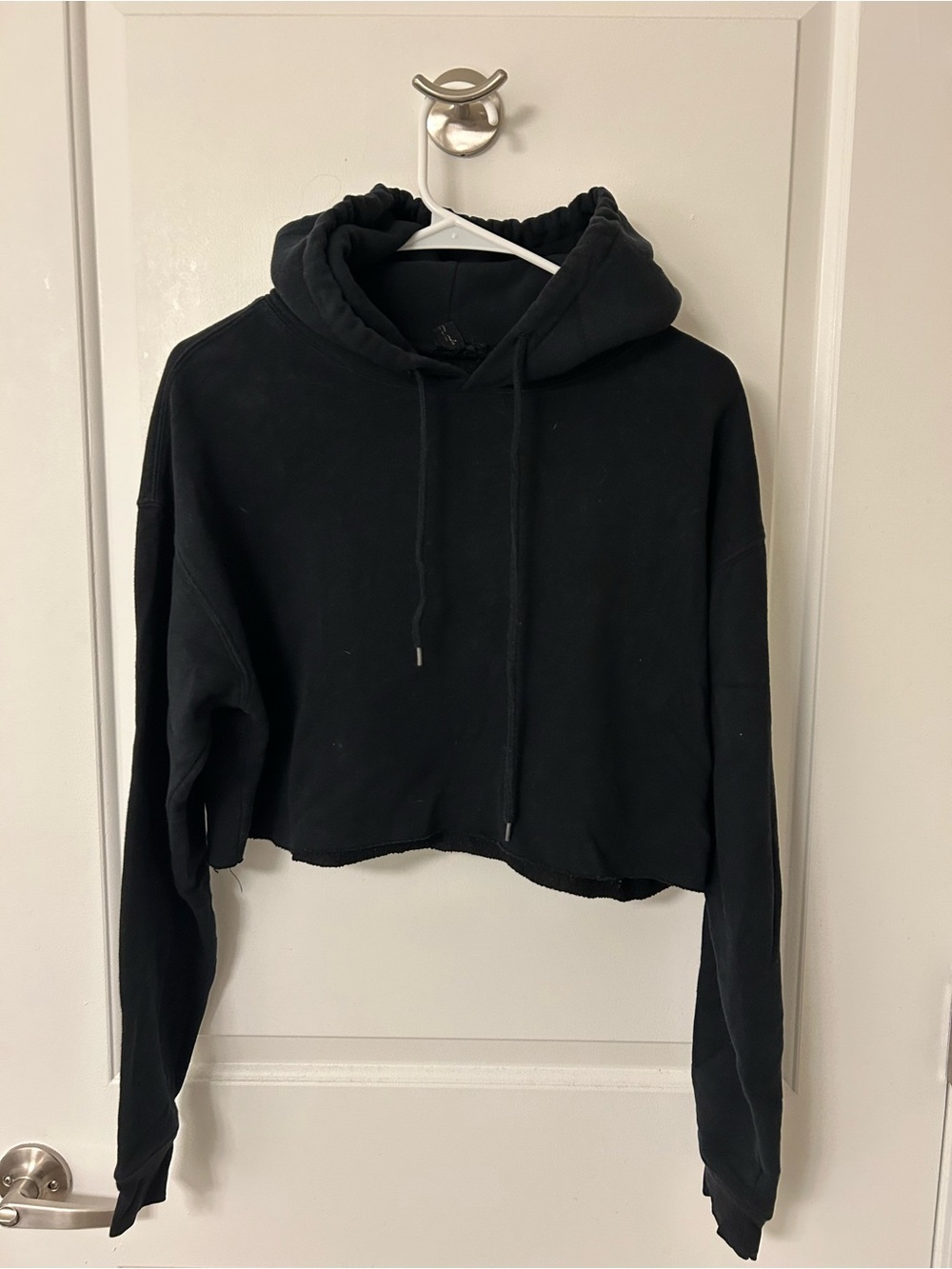 Urban Outfitters Black Cropped Hoodie with Drawstring